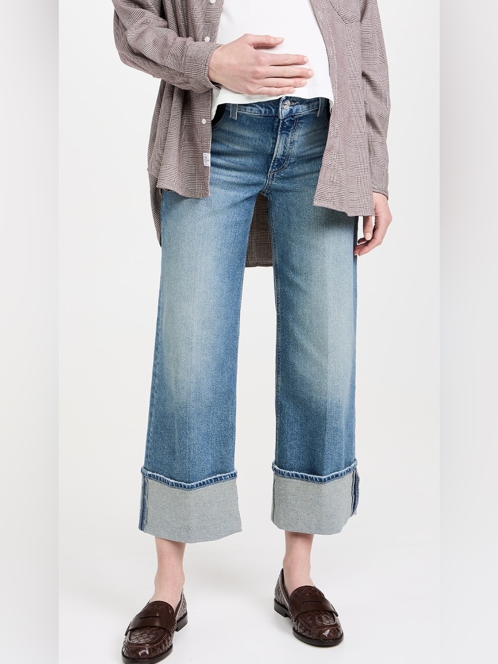 Paige Sasha Ankle Pregnancy Maternity Denim Jeans Wide Cuff Size 28